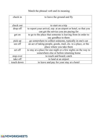 Travelling phrasal verbs