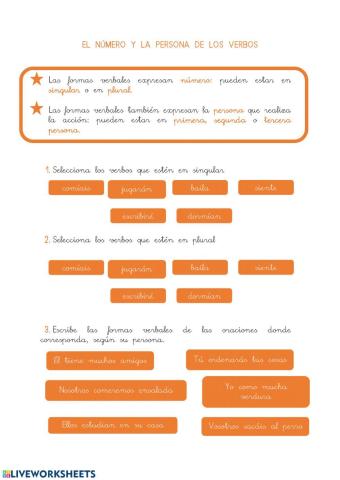 El verbo. Número y persona