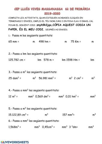 Activitat de conversió d'unitat de mesura