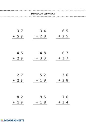 Sumas con llevadas