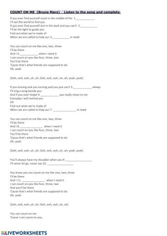 Song -Count on me- Bruno Mars