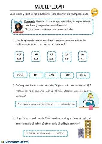 Multiplicar por un número decimal