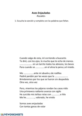 Canción: Aves enjaulads