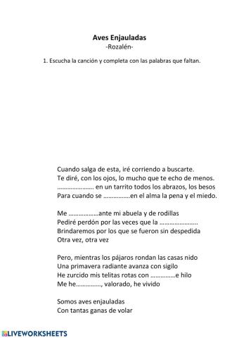 Canción: Aves enjaulads