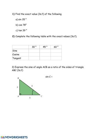 Finding missing sides - Trig ratios