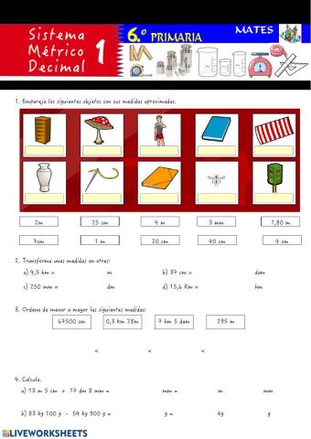 Sistema métrico decimal (longitud, masa y capacidad)