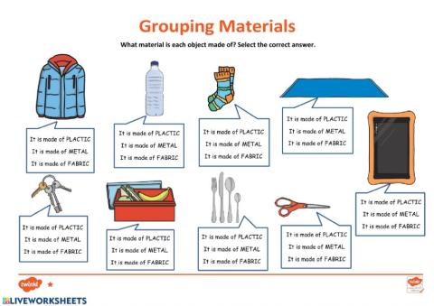 Grouping materials