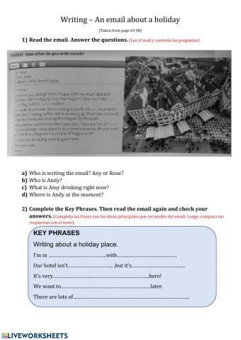 Writing - An email about a holiday