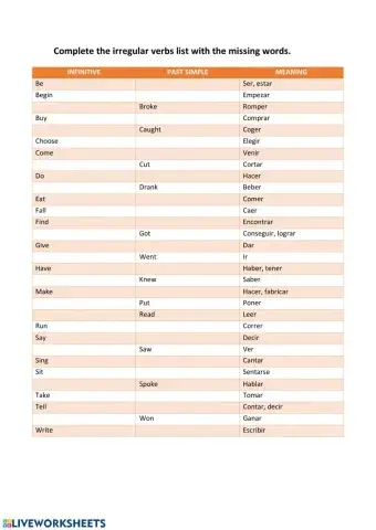Irregular verbs