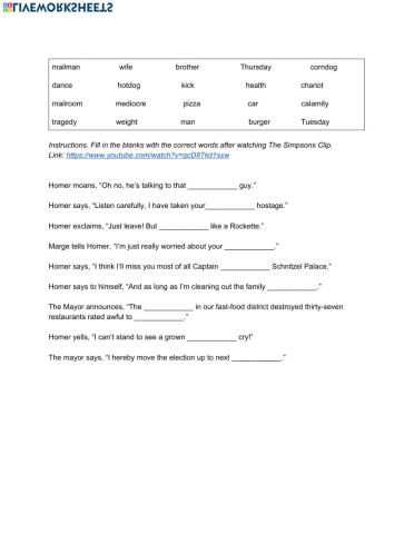 The Simpsons Fill-in-the-blanks