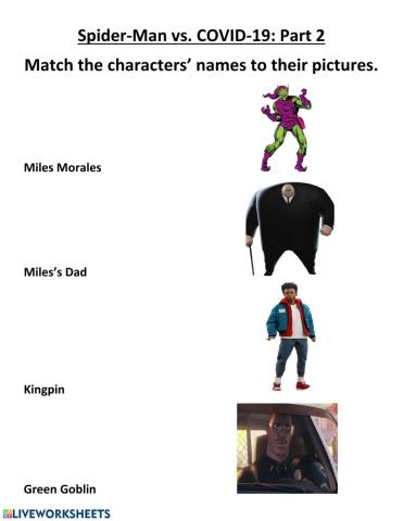 Spiderman Part 2 Character Matching