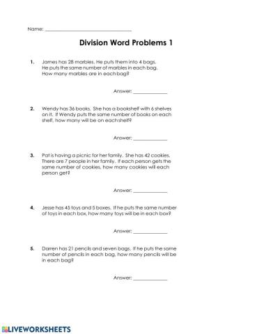Division Word Problems 1