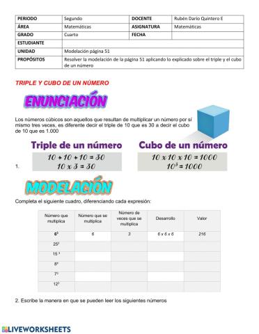 Triple y cubo de un número