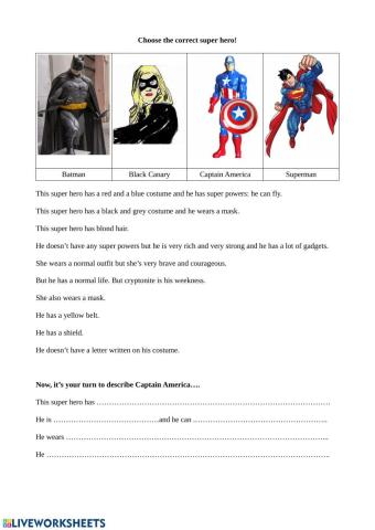 Superheroes activity