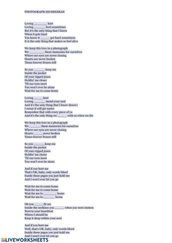 Song: Photograph-Ed Sheeran