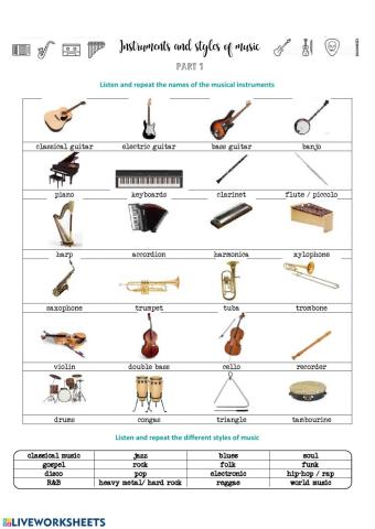 Musical instruments and styles (part 1)