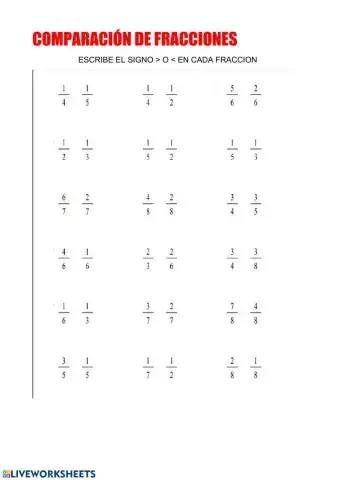 Comparacion de fracciones