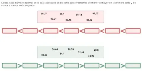Comparación de números decimales