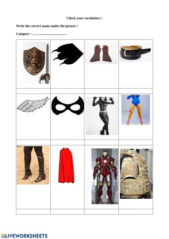 Superhero vocabulary - test