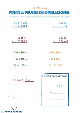Ponte a prueba de operaciones