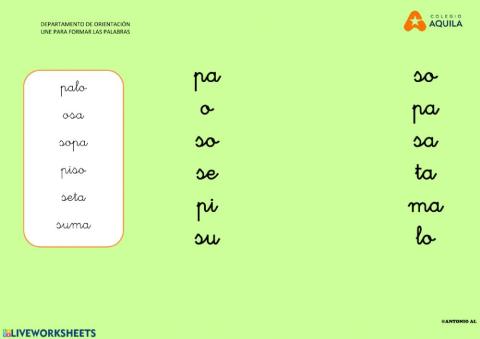 Une par formar palabras