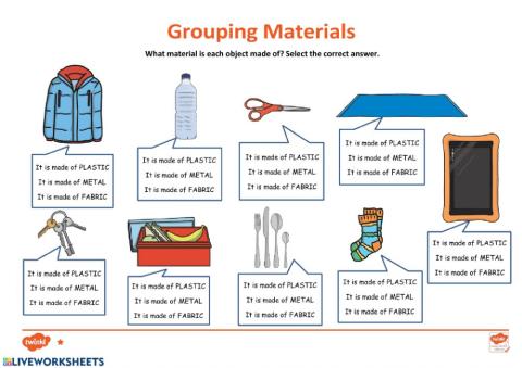 Grouping materials