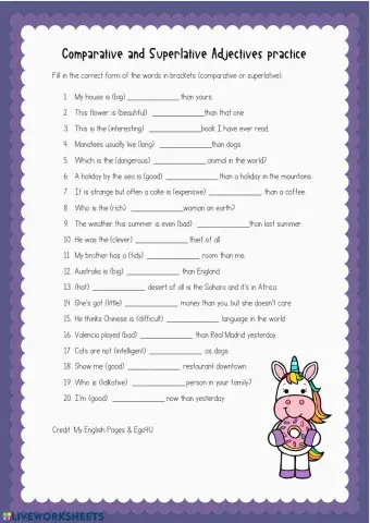 Comparative and superlative adjectives