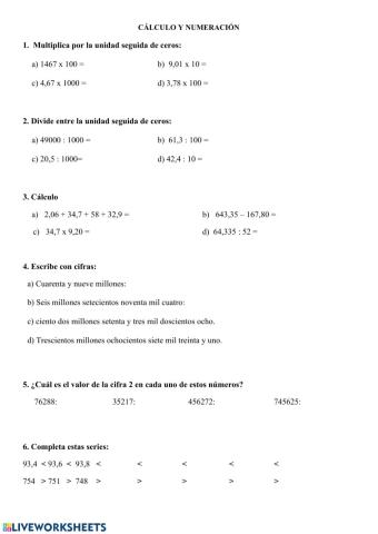 Cálculo y numeración