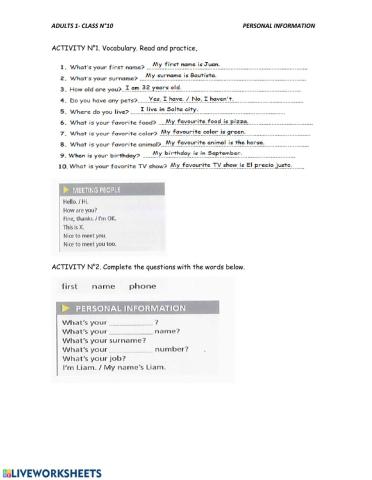 Personal information