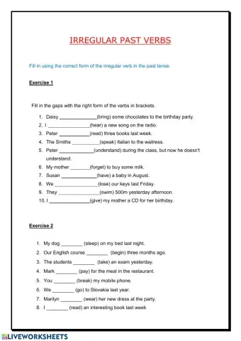 Irregular verbs in the past