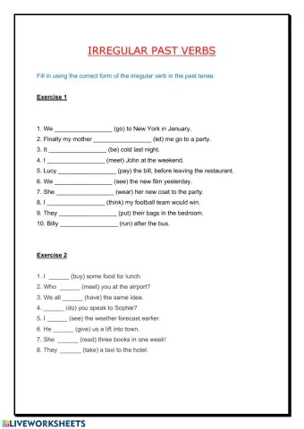 Irregular verbs in the past
