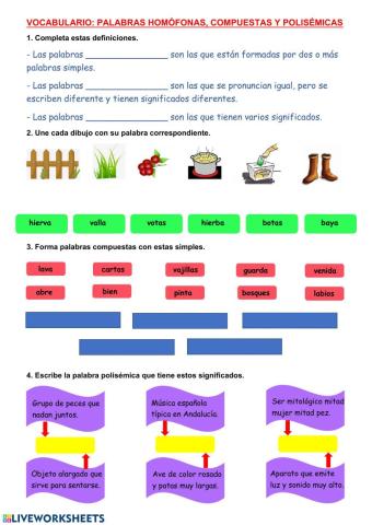 Palabras polisémicas, compuestas y homófonas
