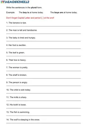 Change the sentence to plural