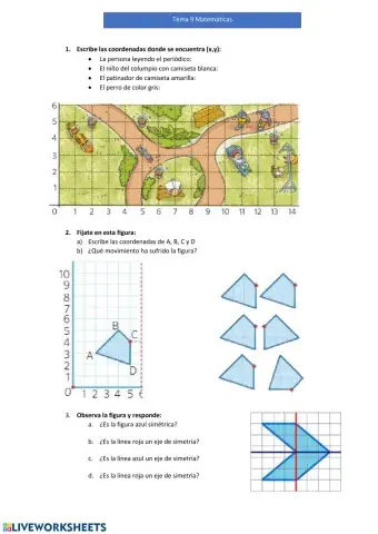 Coordenadas, líneas y ángulos
