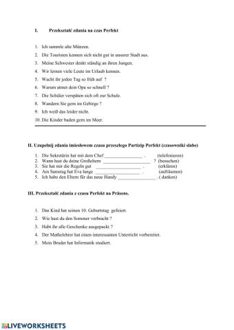 Perfekt czasowników słabych