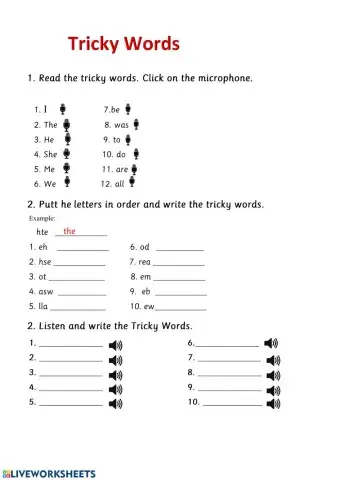 Tricky words- red level