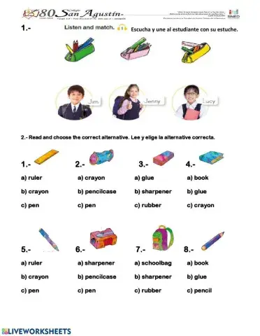 School objects (listening audio)