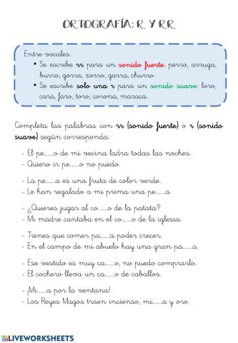 Ortografía: r suave y fuerte