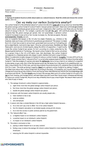 Placement test 6th Intensive GVR