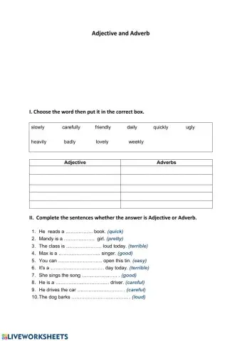 Adjective and Adverb