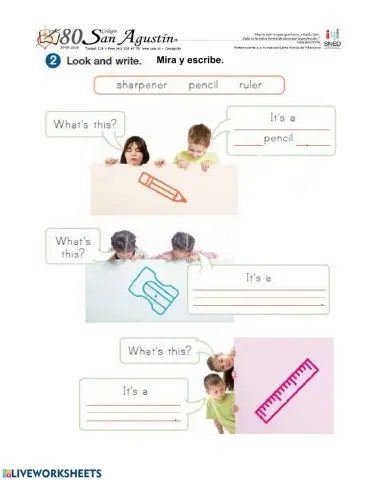 School objects (writing 1)