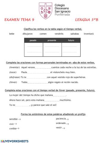 Examen Lengua Tema 9