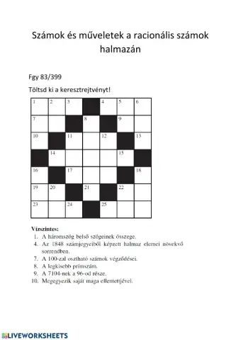 Műveletek a racionális számok halmazán