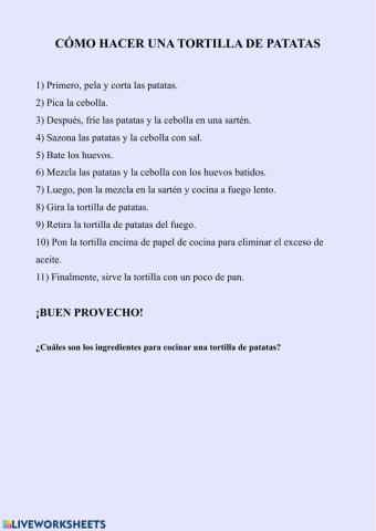 Cómo cocinar una tortilla de patatas