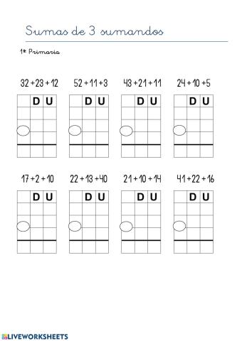 Sumas de 3 sumandos