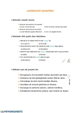 Lexikoa: hitz elkartuak