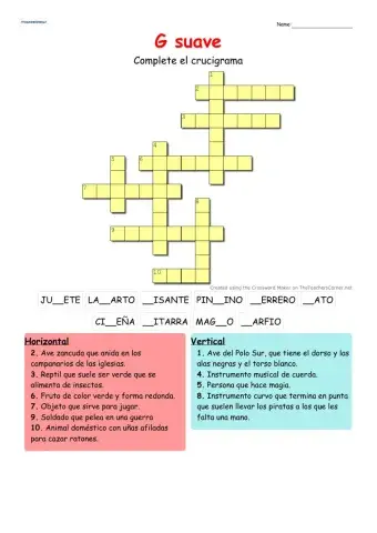 Crucigrama G suave banco