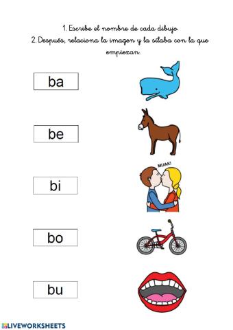 Una sílaba y dibujo. B