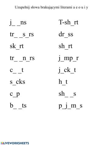 Clothes (missing letters(