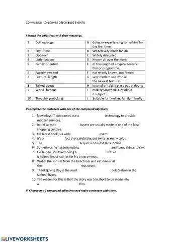 Compound adjectives: describing events
